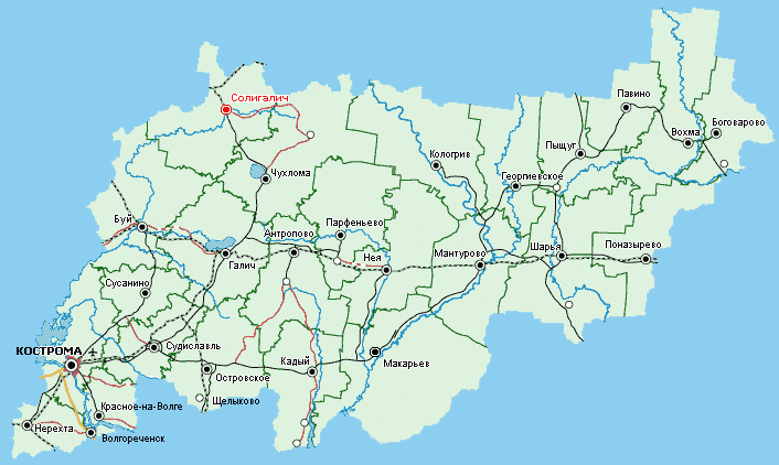 Карта россии с городами кострома